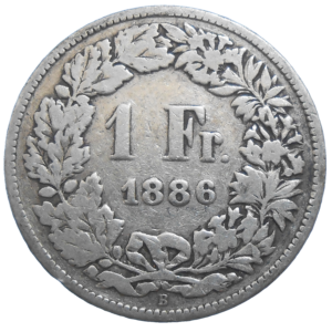 Švajčiarsko 1 Frank 1886 B