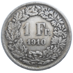 Švajčiarsko 1 Frank 1910 B