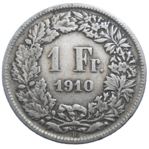 Švajčiarsko 1 Frank 1910 B