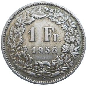 Švajčiarsko 1 Frank 1958 B