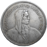 Švajčiarsko 5 Frank 1933 B