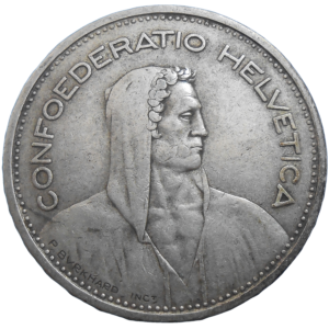 Švajčiarsko 5 Frank 1933 B