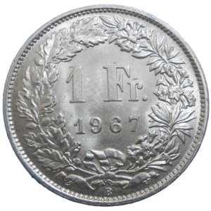 Švajčiarsko 1 Frank 1967 B