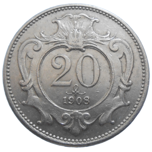 František Jozef I. 20 Heller 1908 bz