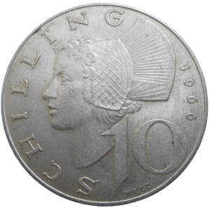 Rakúsko 10 Schilling 1966