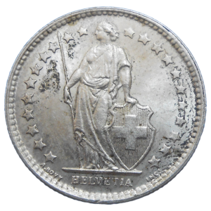 Švajčiarsko 1/2 Frank 1957 B