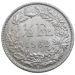 Švajčiarsko 1/2 Frank 1962 B