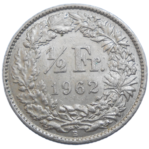 Švajčiarsko 1/2 Frank 1962 B