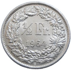 Švajčiarsko 1/2 Frank 1964 B