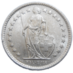 Švajčiarsko 1/2 Frank 1964 B