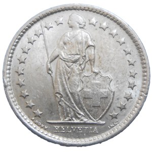 Švajčiarsko 1/2 Frank 1964 B