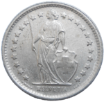 Švajčiarsko 1/2 Frank 1965 B