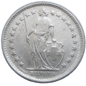 Švajčiarsko 1/2 Frank 1965 B