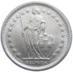 Švajčiarsko 1/2 Frank 1967 B