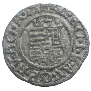 Maximilián II. Denár 1570 KB