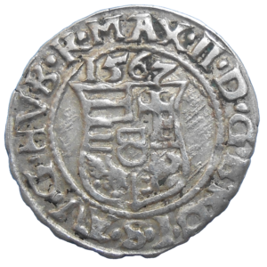Maximilián II. Denár 1567 KB
