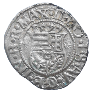 Maximilián II. Denár 1577 KB