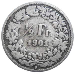 Švajčiarsko 1/2 Frank 1901 B