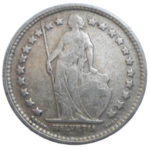 Švajčiarsko 1/2 Frank 1921 B
