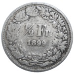 Švajčiarsko 1/2 Frank 1899 B