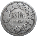 Švajčiarsko 1/2 Frank 1898 B