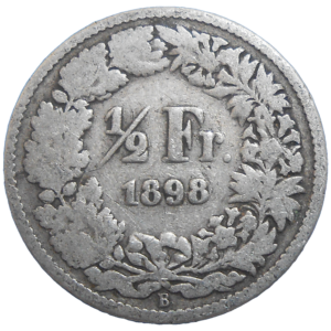 Švajčiarsko 1/2 Frank 1898 B