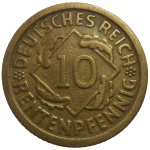 Nemecko 10 Pfennig 1924 F