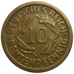 Nemecko 10 Pfennig 1924 F