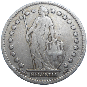 Švajčiarsko 1 Frank 1908 B