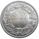 Švajčiarsko 2 Frank 1965 B