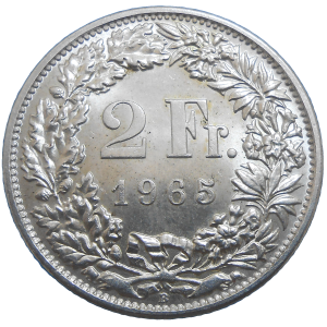 Švajčiarsko 2 Frank 1965 B