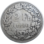 Švajčiarsko 2 Frank 1886 B