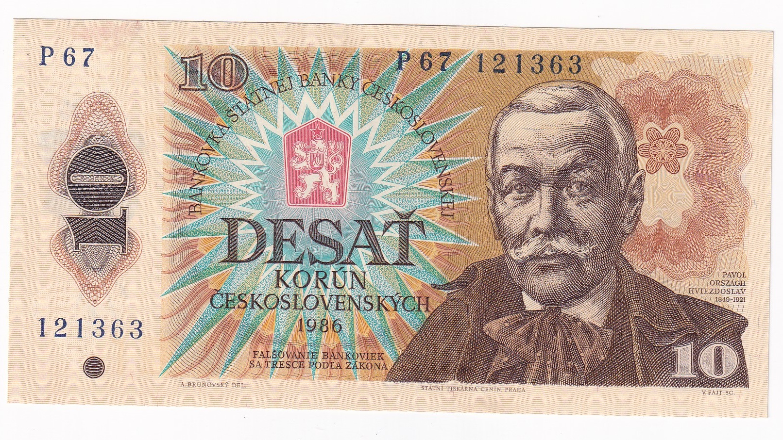 10 Korún 1986 P67 10 Korún 1986 P67
