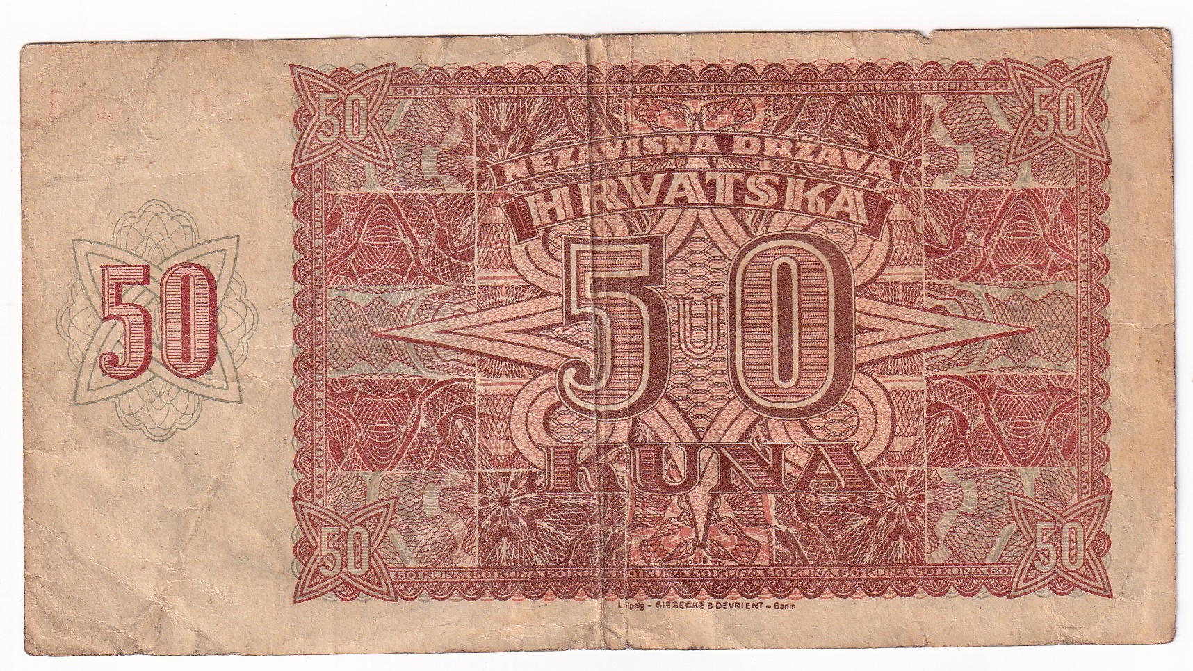 Chorvátsko 50 Kuna 1941 Chorvátsko 50 Kuna 1941