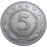 Juhoslávia 5 Dinara 1971