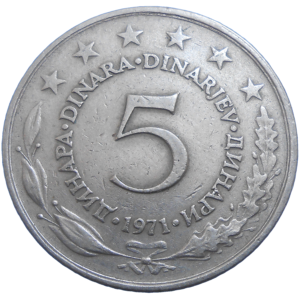 Juhoslávia 5 Dinara 1971
