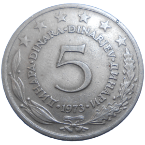 Juhoslávia 5 Dinara 1973