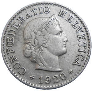 Švajčiarsko 5 Rappen 1920 B