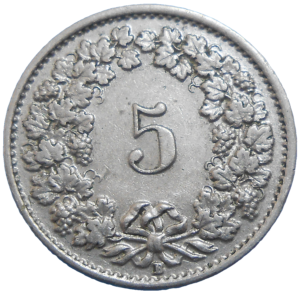 Švajčiarsko 5 Rappen 1920 B