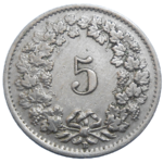 Švajčiarsko 5 Rappen 1947 B