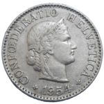 Švajčiarsko 5 Rappen 1954 B