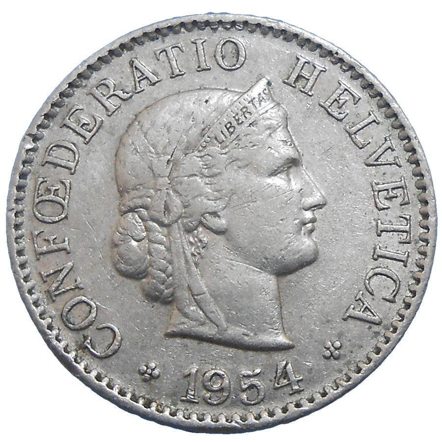 Švajčiarsko 5 Rappen 1954 B Švajčiarsko 5 Rappen 1954 B