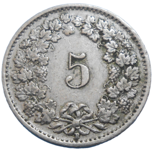 Švajčiarsko 5 Rappen 1954 B