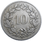Švajčiarsko 10 Rappen 1919 B