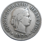 Švajčiarsko 10 Rappen 1920 B