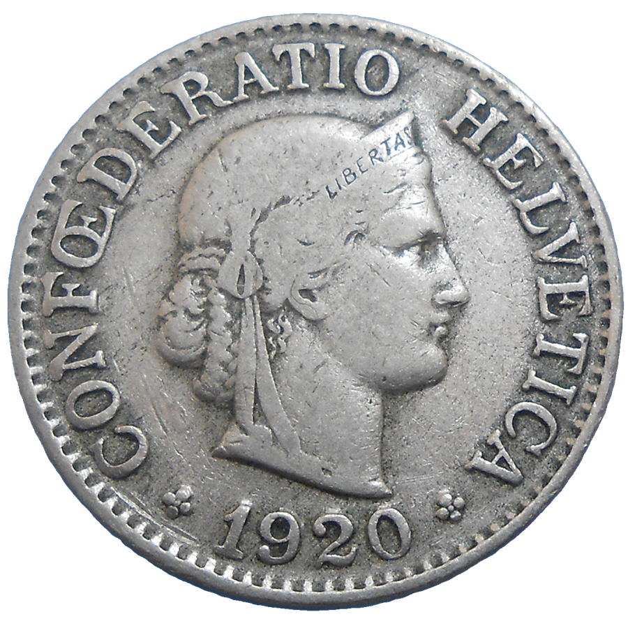 Švajčiarsko 10 Rappen 1920 B Švajčiarsko 10 Rappen 1920 B