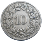 Švajčiarsko 10 Rappen 1920 B