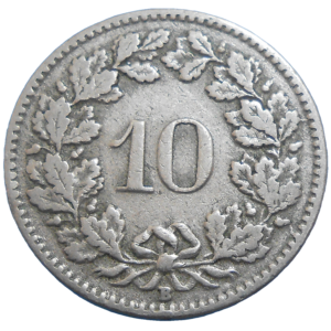 Švajčiarsko 10 Rappen 1920 B