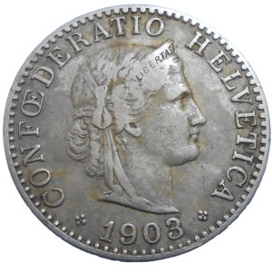 Švajčiarsko 20 Rappen 1903 B