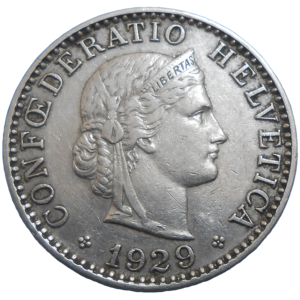 Švajčiarsko 20 Rappen 1929 B